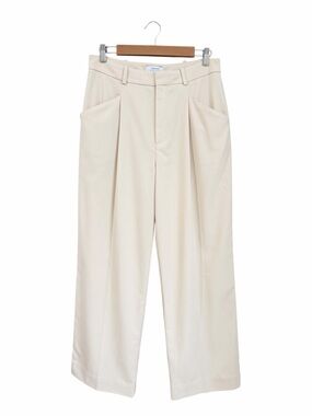 & Other Storie Straight Leg Pleated Pants Cream Size 8